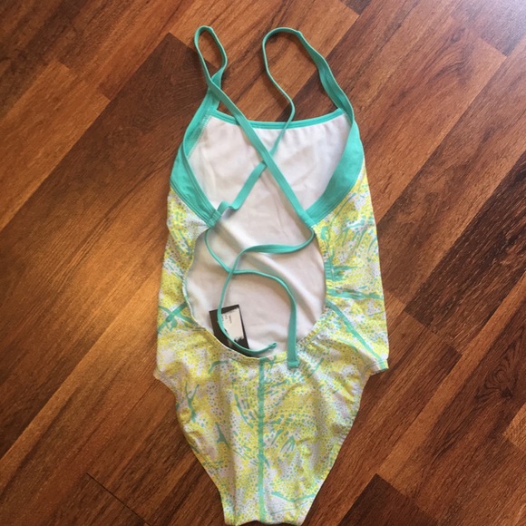 Adidas Yellow Spirals Tie-Back One-piece Swimsuit - Picture 5 of 10